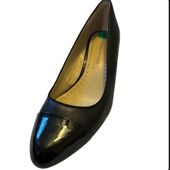 🔵 Adrienne Vittadini Black Cap-Toe Wedge 8 - Picture 3 of 8